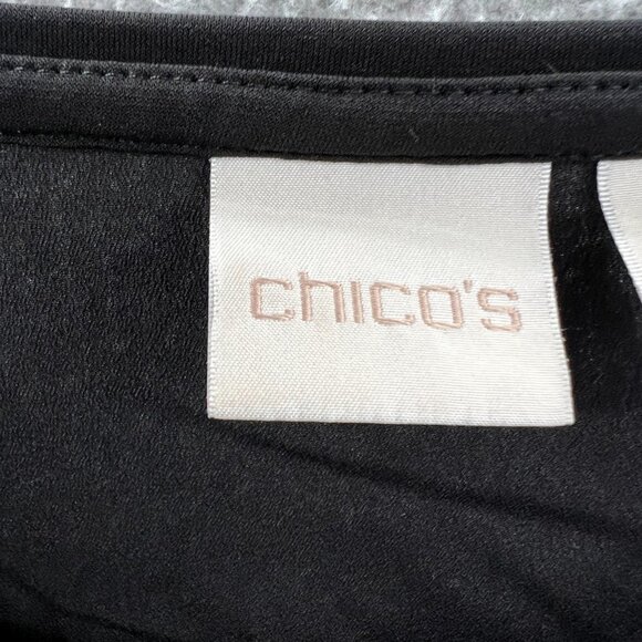 Chicos Womens Tunic Top 1‎ Medium Black Pullover 3/4 Sleeve Shirt Stretch - Picture 4 of 10